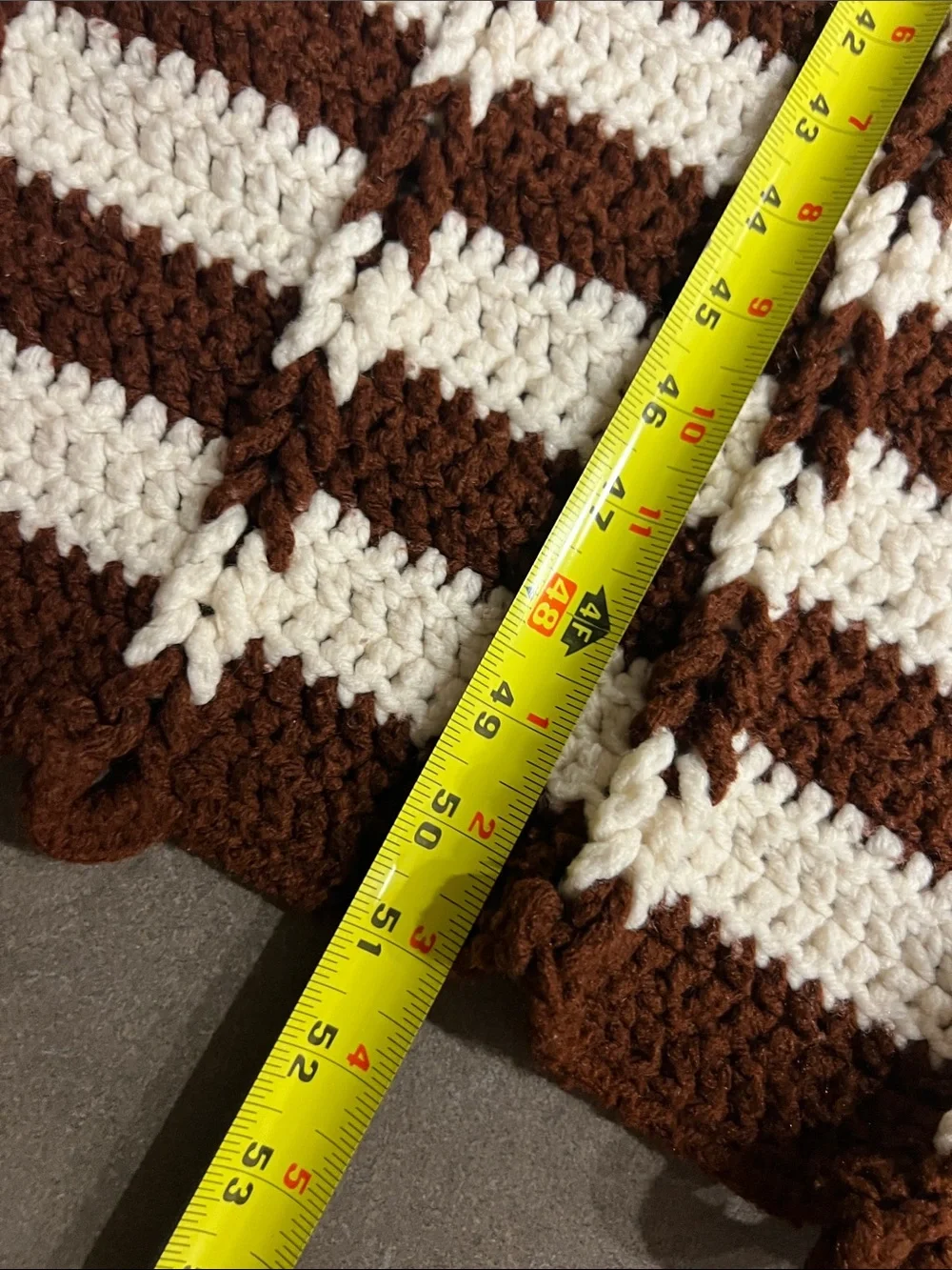Cozy Striped Crochet Throw Blanket handmade Brown Cream granny blanket twin